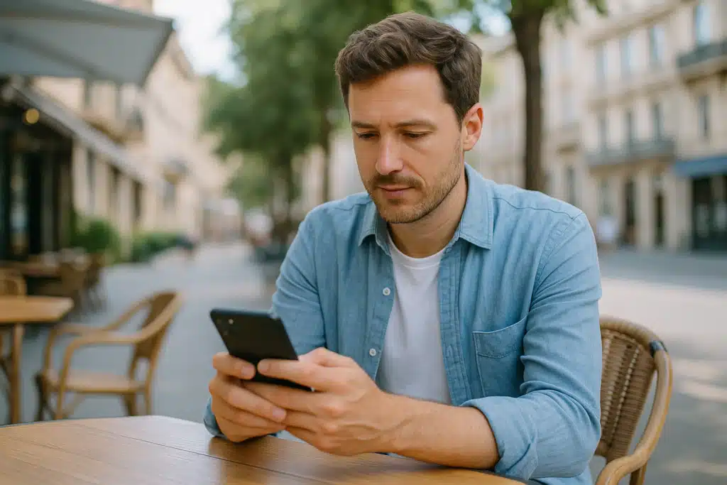 man phone