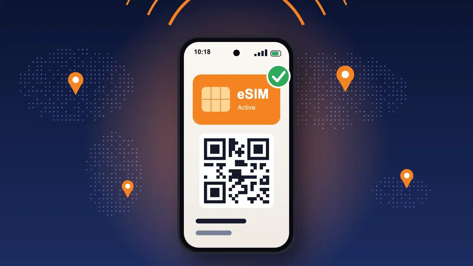 eSIM iPhone 18 : illustration d’un smartphone avec une eSIM active et un code QR